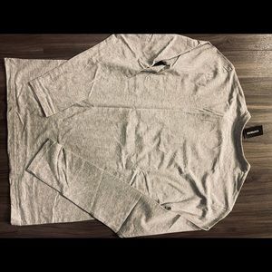 Express Men’s Long-Sleeve Henley, Light Gray/Silver Color, Medium Size